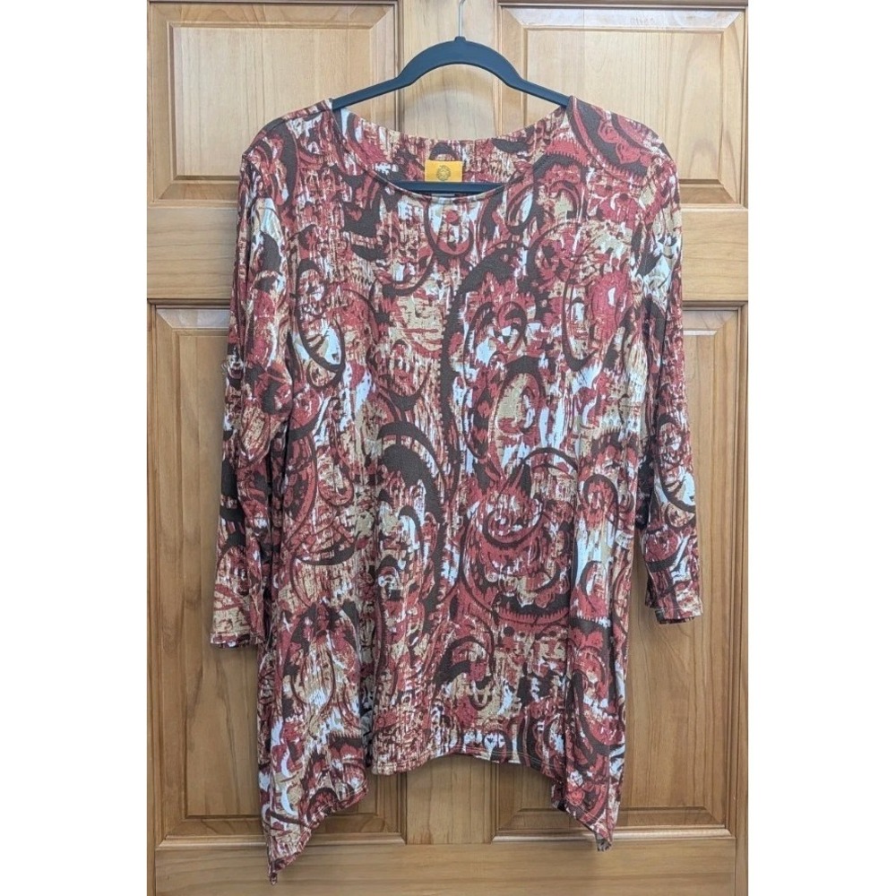 Ruby Rd Size Large Long Sleeves High Low Hem on Sides Top Stretch Knit Pullover